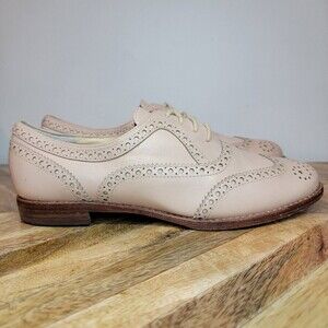 Kate Spade New York Wing Tip Oxford Shoes Womens 5M Tan Beige Lace Up